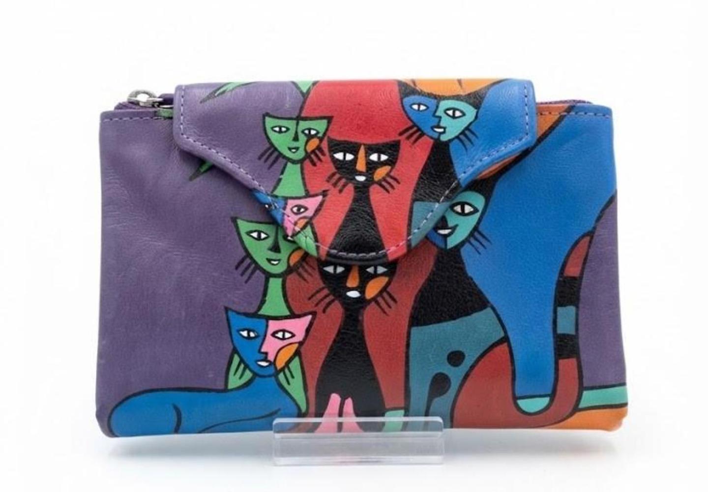 Billetera piel estampado gatos