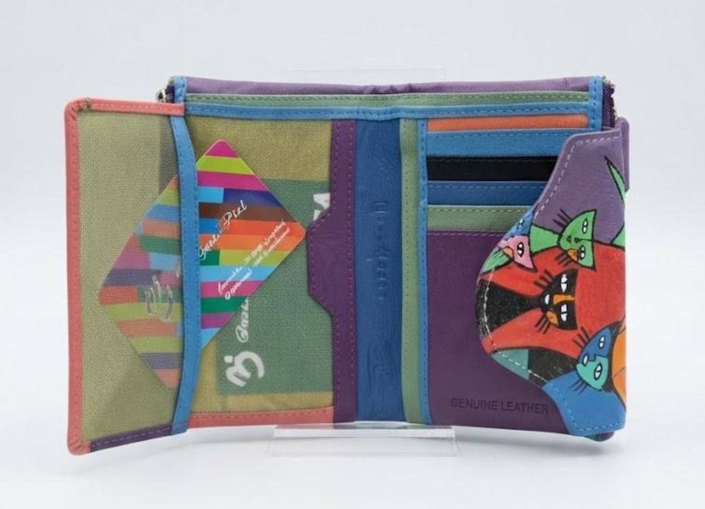 Billetera piel estampado gatos