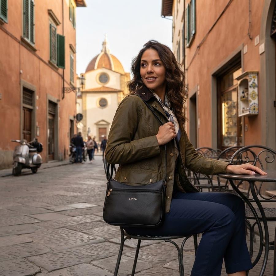 Bolso bandolera góndola mujer color negro-Angula 