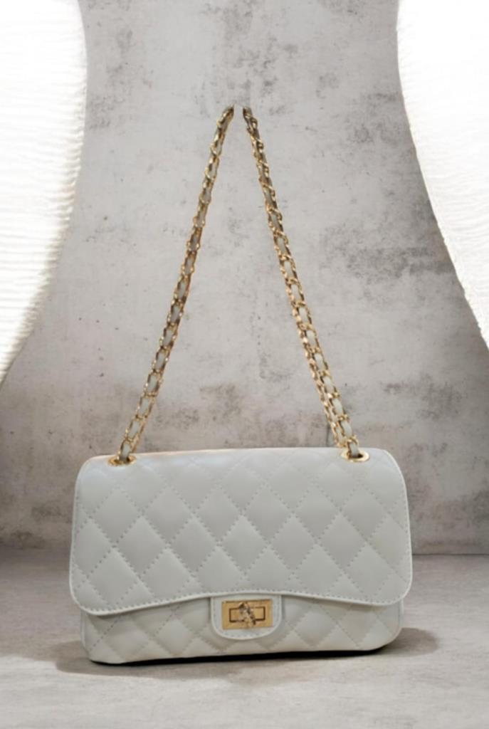 Bolso Cadena Piel Acolchado Blanco