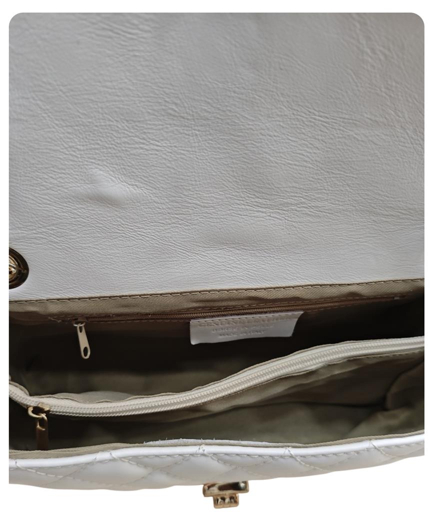 Bolso Cadena Piel Acolchado Blanco