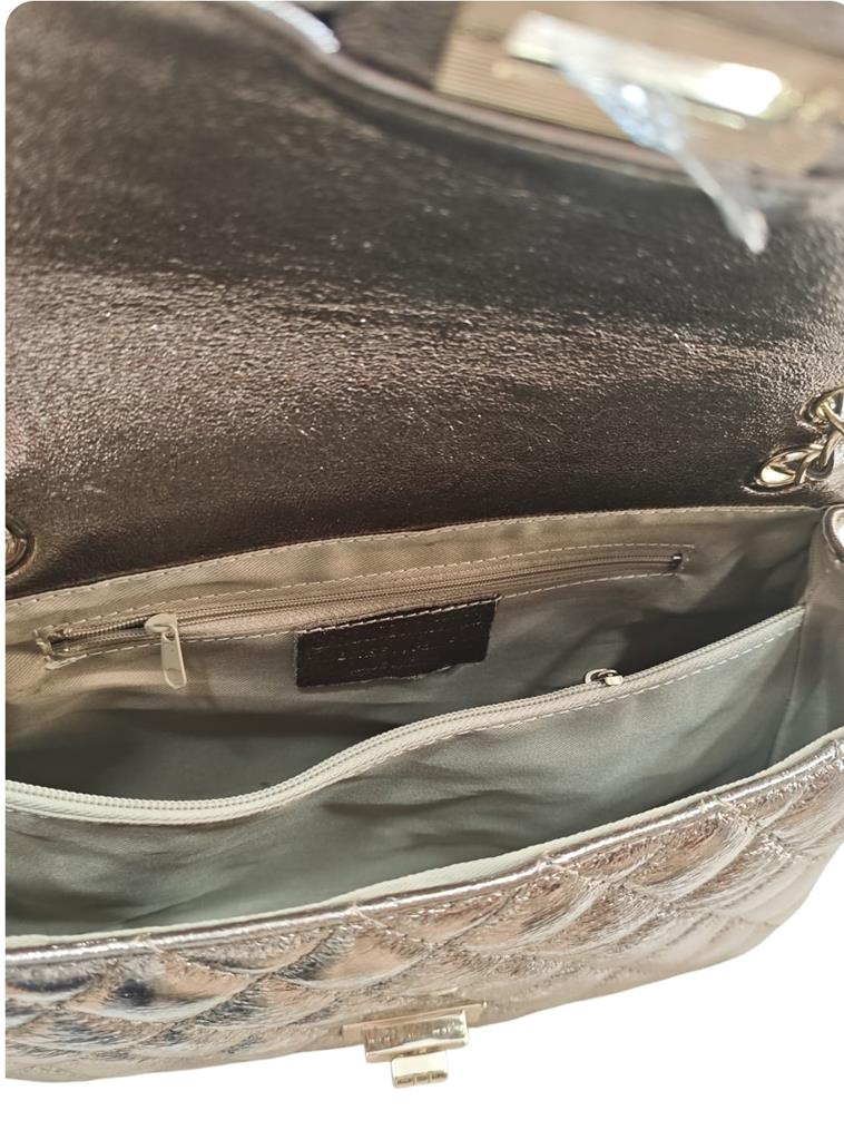 Bolso Cadena Piel Acolchado Bronce