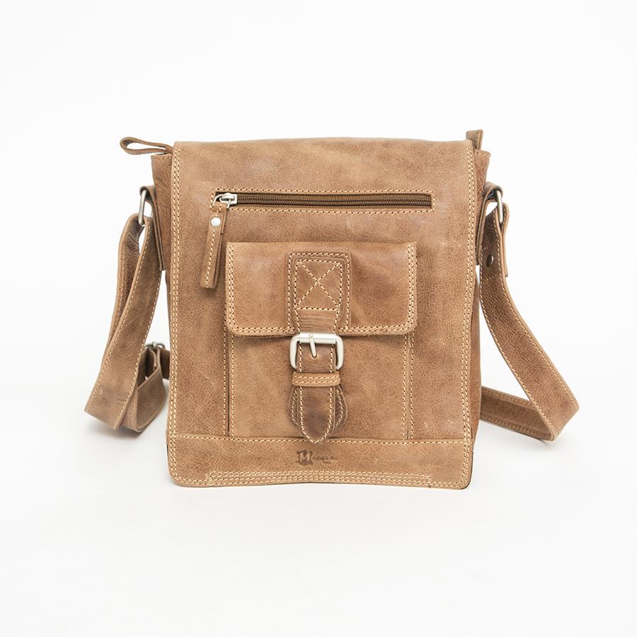 Bolso piel caballero con solapa color natural Morgado piel