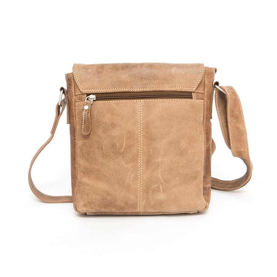 Bolso piel caballero con solapa color natural Morgado piel