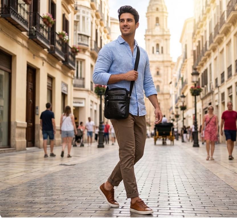 Bolso piel caballero Morgado piel asa mano bandolera