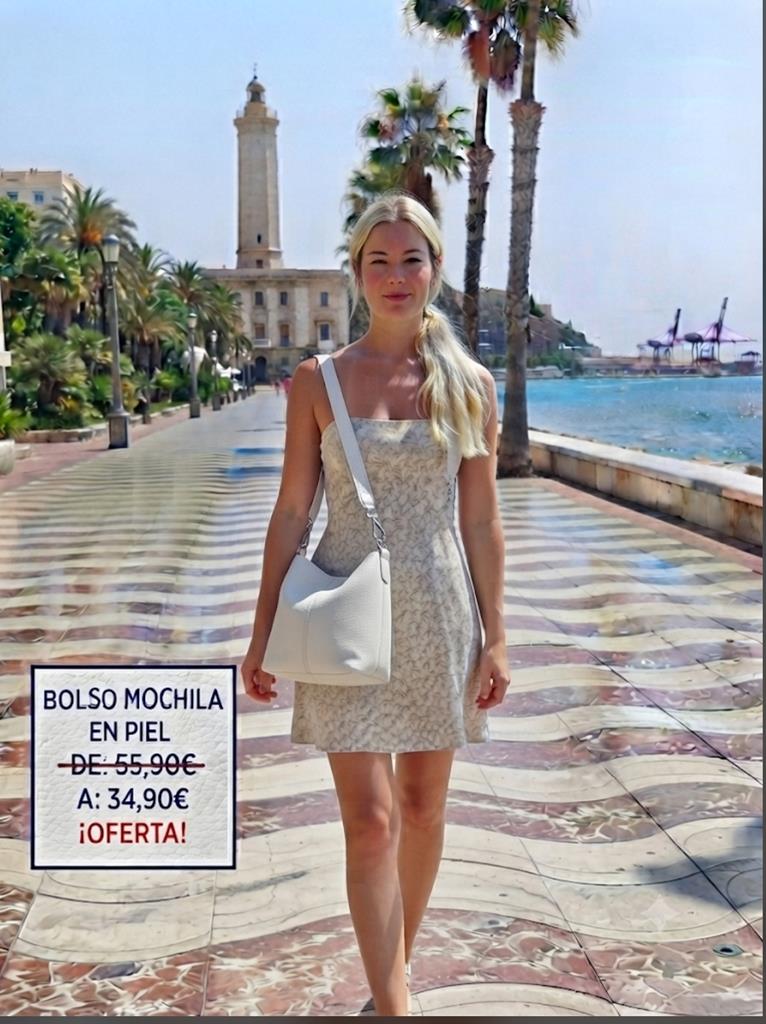 Bolso Piel vacuno asa bandolera color blanco 