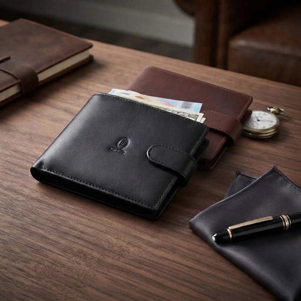 Cartera monedero interior de hombre en piel vacuno negro-Durango