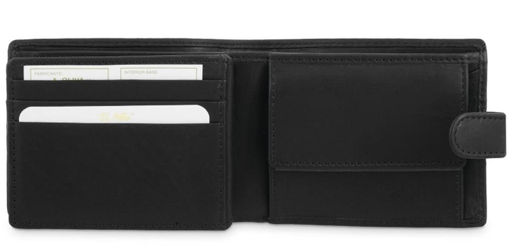 Cartera monedero interior de hombre en piel vacuno negro-Durango