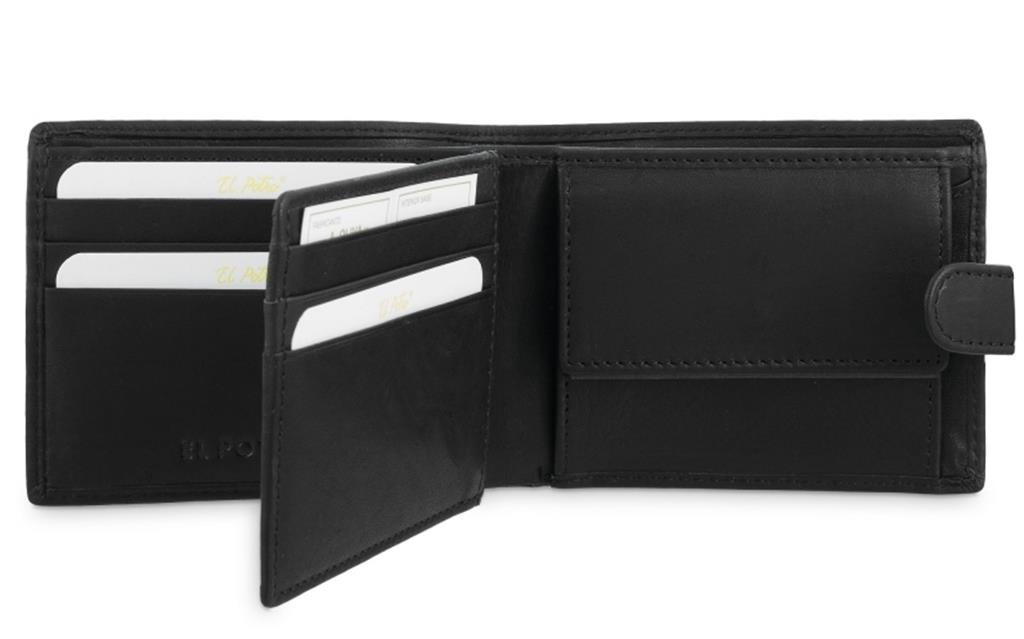 Cartera monedero interior de hombre en piel vacuno negro-Durango