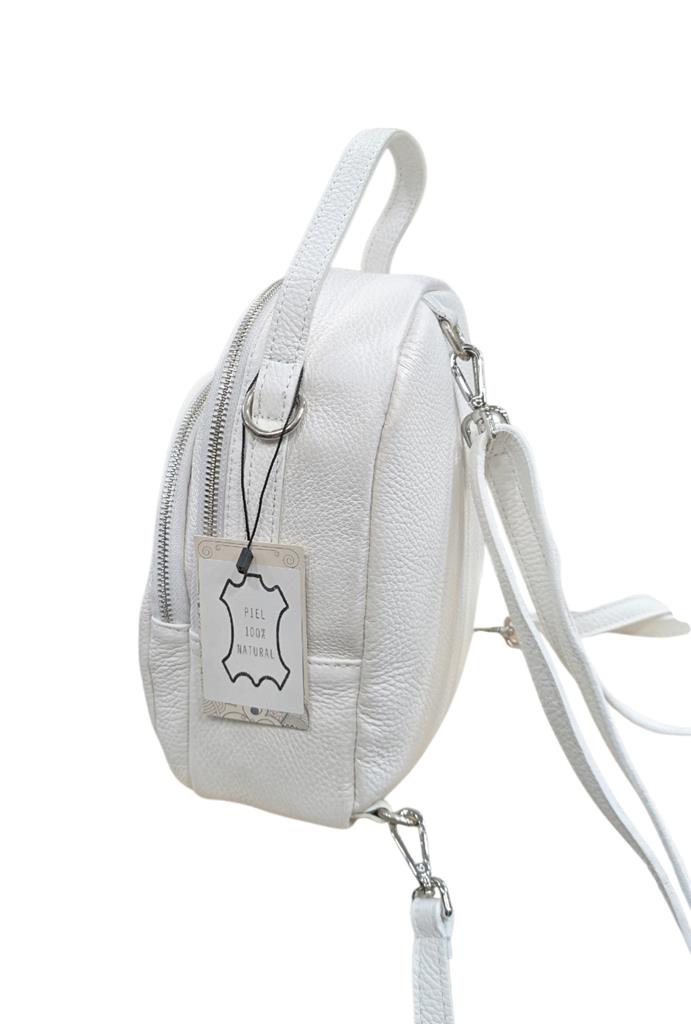 Mochila - bolso piel vacuno blanco