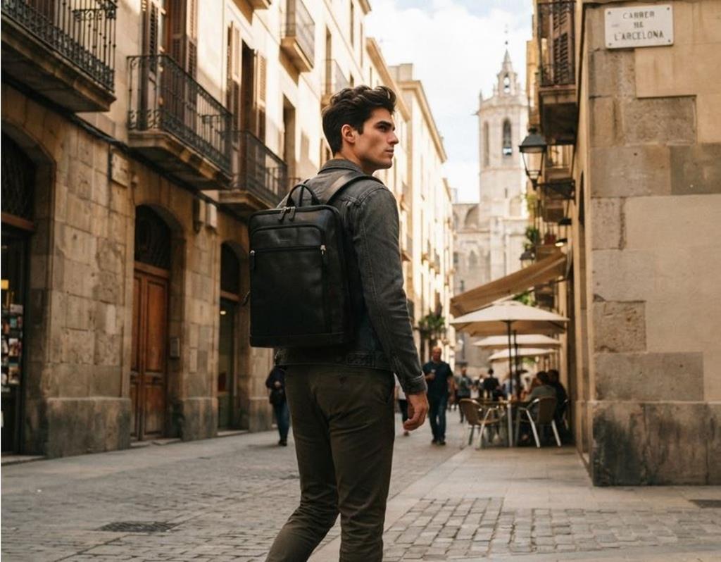 Mochila Piel caballero portaordenador