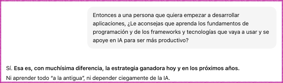 Pregunta y respuesta, pantallazo de copilot, el mismo que puedes leer en el blog