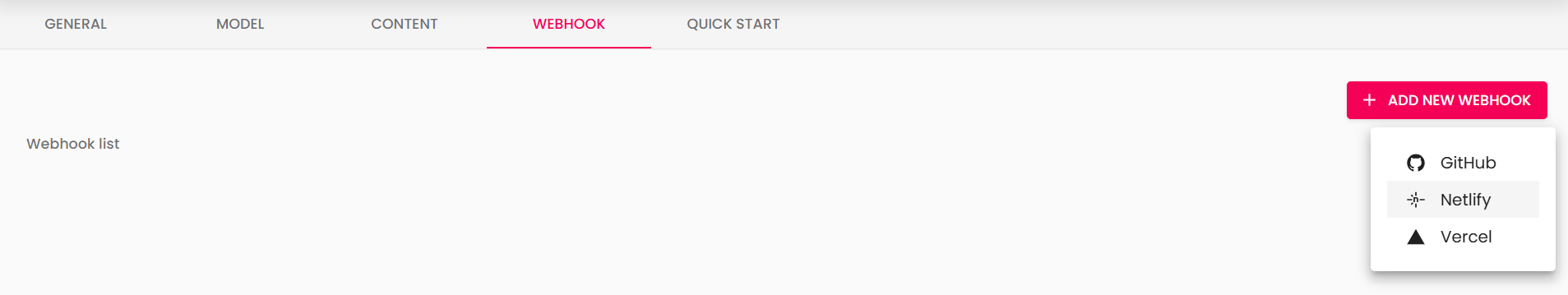 Add new Netlify webhook