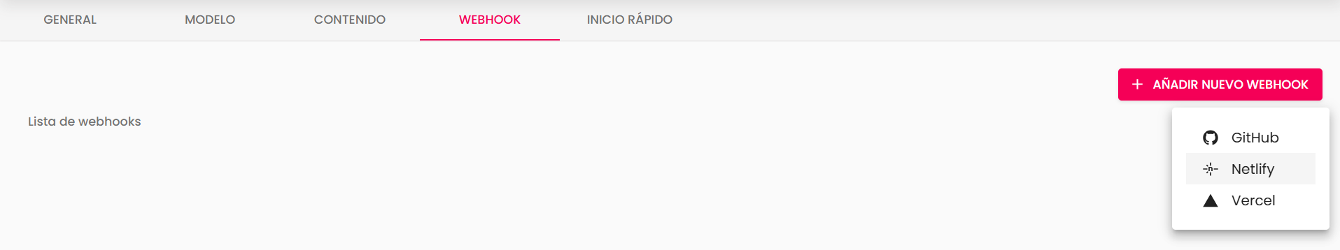 Añadimos nuevo webhook de Netlify