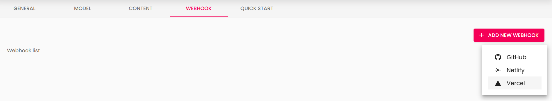Add new Vercel webhook
