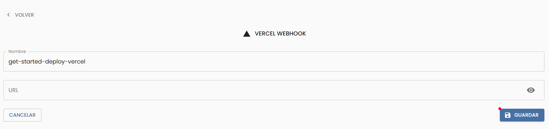 Rellenamos el nombre del webhook