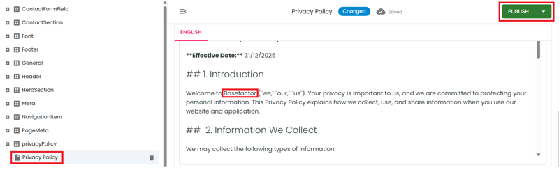 change privacy policy