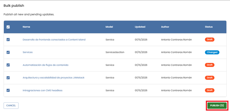 bulk publish list es