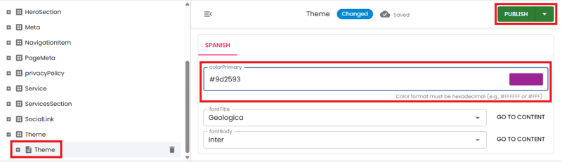 change theme color es