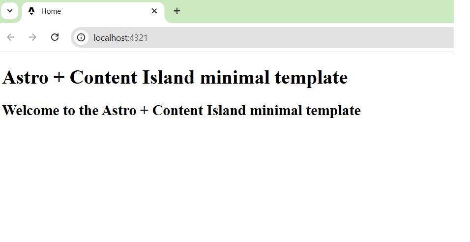 result, the browser shows the minimal project