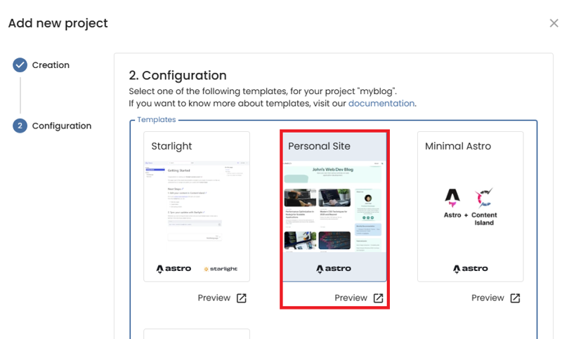 choose personal site