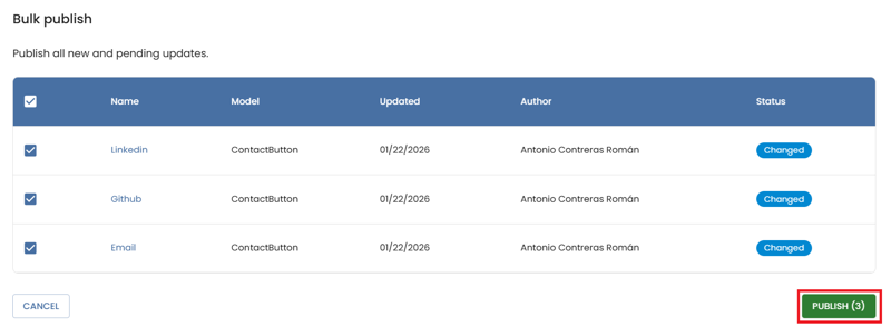contact section change list