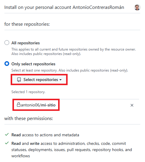 only select repositories